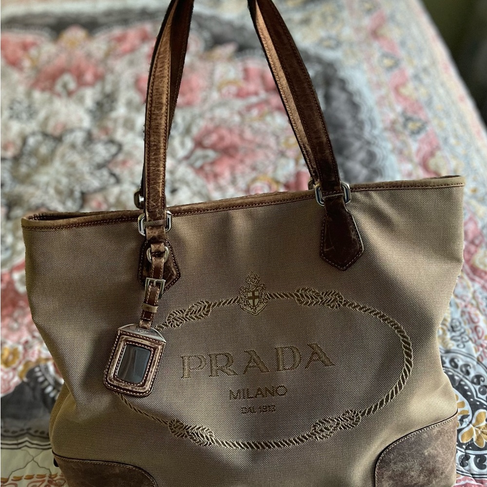 Prada Beige and Dark Brown Tote - Picture 4 of 8